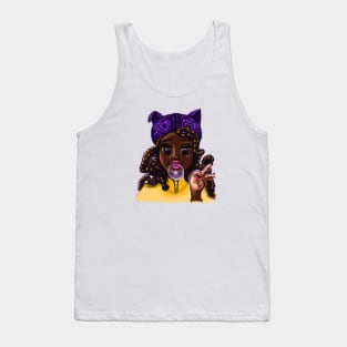 Cute black girl with cat ears - African American anime game character Tank Top